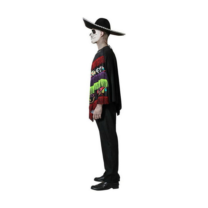 Atosa Disfraz Mariachi con Poncho Multicolor y Calaveras para Hombre Adulto