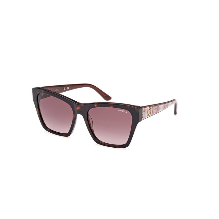 Guess Gafas GU00113 - Gafas de Sol de Mujer, Montura Cuadrada Havana, Cristal Marrón Degradado, Diámetro 55 mm, Ancho Puente 17 mm