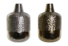 DKD Home Decor Jarron Moderno Dorado Plateado 22 x 33 x 22 cm (2 Unidades)