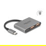 DELOCK Hub USB 3.2 Gen 2 (10 Gbps) 3 Puertos - 1x Tipo-C + 2x Tipo-A, 64337 - Cable Corto de 0.1m, Metal Gris, Plug & Play para Windows, macOS, Linux
