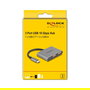 DELOCK Hub USB 3.2 Gen 2 (10 Gbps) 3 Puertos - 1x Tipo-C + 2x Tipo-A, 64337 - Cable Corto de 0.1m, Metal Gris, Plug & Play para Windows, macOS, Linux