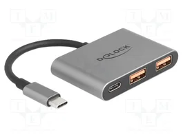 DeLOCK Hub USB 3 puertos con 1 x USB Type-C y 2 x USB Type-A 10 Gbps Gris
