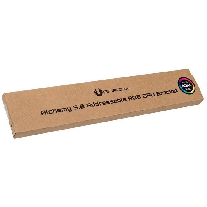 BitFenix Alchemy 3.0 Soporte de GPU Universal para Tarjeta Gráfica, Transparente con Iluminación RGB Multicolor, Conector 3-pin 5V