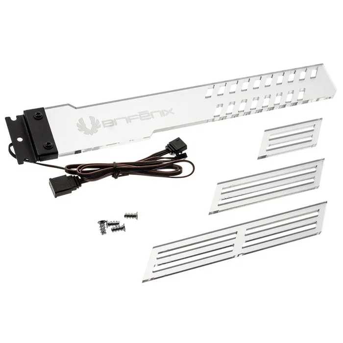 BitFenix Alchemy 3.0 Soporte de GPU Universal para Tarjeta Gráfica, Transparente con Iluminación RGB Multicolor, Conector 3-pin 5V