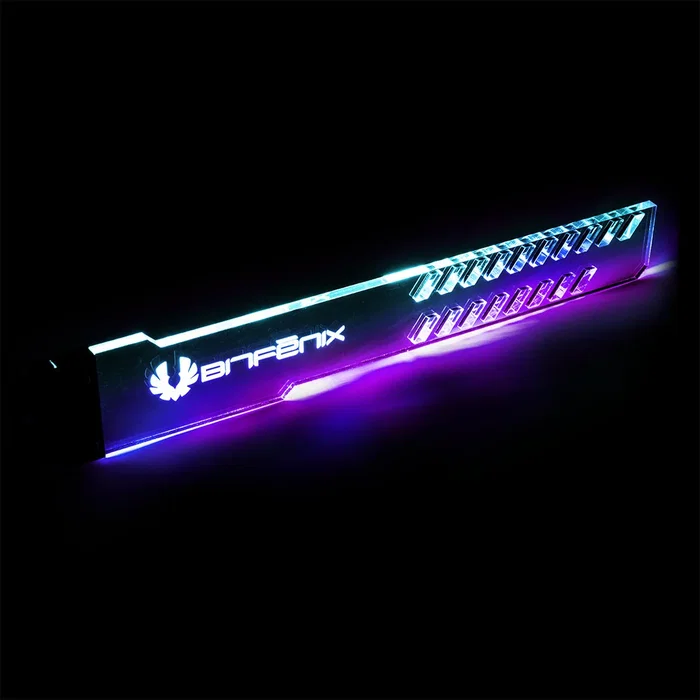 BitFenix Alchemy 3.0 Soporte de GPU Universal para Tarjeta Gráfica, Transparente con Iluminación RGB Multicolor, Conector 3-pin 5V