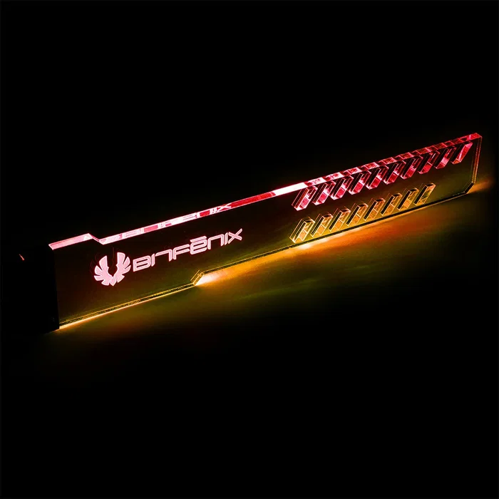 BitFenix Alchemy 3.0 Soporte de GPU Universal para Tarjeta Gráfica, Transparente con Iluminación RGB Multicolor, Conector 3-pin 5V