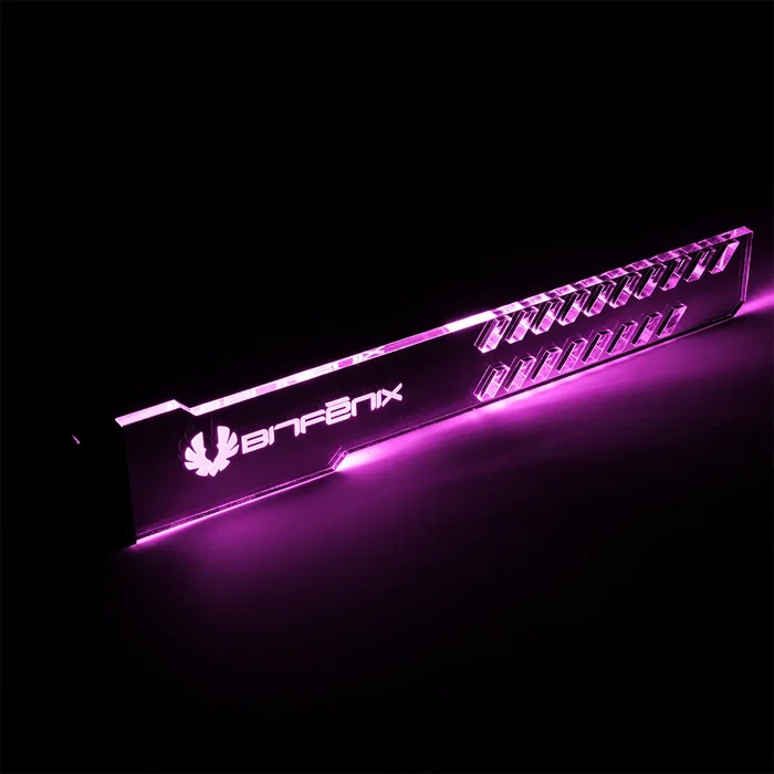 BitFenix Alchemy 3.0 Soporte de GPU Universal para Tarjeta Gráfica, Transparente con Iluminación RGB Multicolor, Conector 3-pin 5V