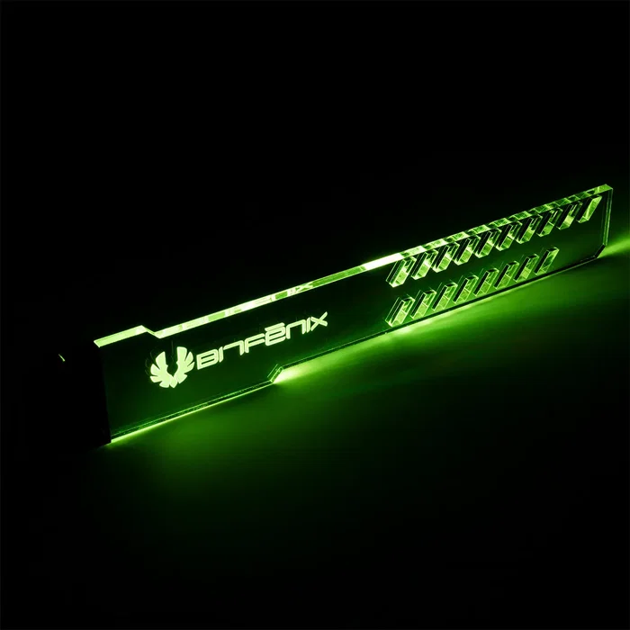 BitFenix Alchemy 3.0 Soporte de GPU Universal para Tarjeta Gráfica, Transparente con Iluminación RGB Multicolor, Conector 3-pin 5V