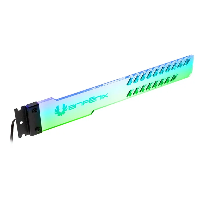 BitFenix Alchemy 3.0 Soporte de GPU Universal para Tarjeta Gráfica, Transparente con Iluminación RGB Multicolor, Conector 3-pin 5V