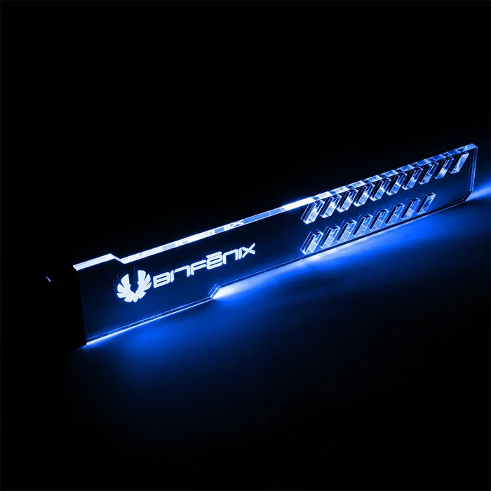 BitFenix Alchemy 3.0 Soporte de GPU Universal para Tarjeta Gráfica, Transparente con Iluminación RGB Multicolor, Conector 3-pin 5V