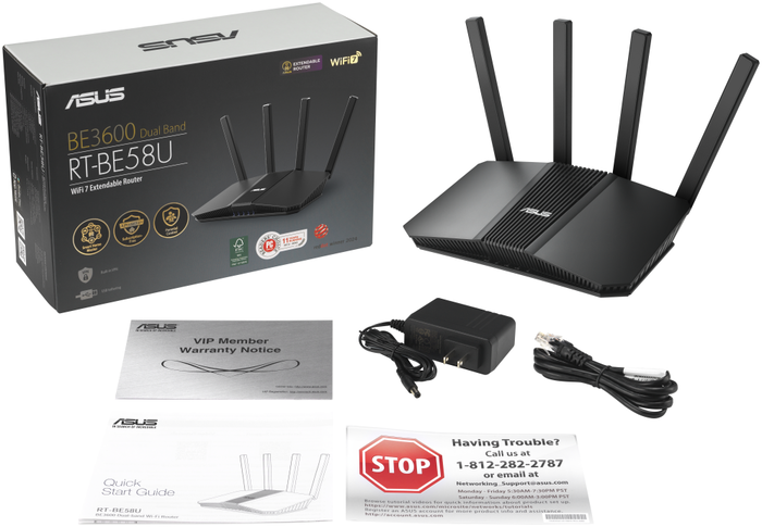 Asus RT-BE58U V2 Router Wi-Fi 7 Doble Banda 2.5G Negro
