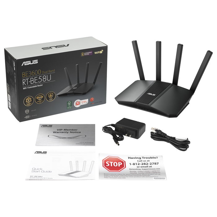 Asus RT-BE58U V2 Router Wi-Fi 7 Doble Banda 2.5G Negro