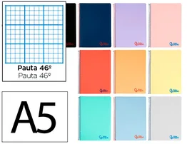 Liderpapel Cuaderno espiral A5 Wonder tapa plástico 80 hojas 90g Rayado nº46 colores surtidos