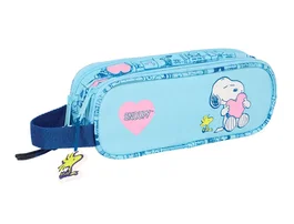 Portatodo Doble Snoopy Love Azul claro 21 x 8 x 6 cm