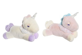 DKD Home Decor Peluche Unicornio Surtido de 2 Unidades en Rosa Palo y Amarillo