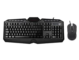Q-connect Set Teclado y Ratón con Cable, Iluminación LED, Color Negro