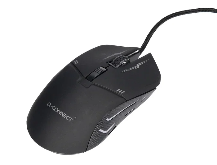 Q-connect Set Teclado y Ratón con Cable, Iluminación LED, Color Negro