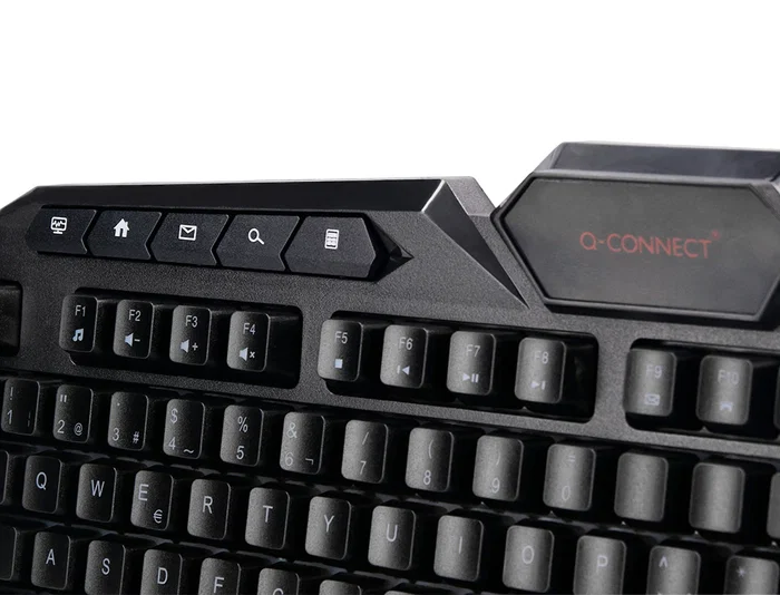 Q-connect Set Teclado y Ratón con Cable, Iluminación LED, Color Negro