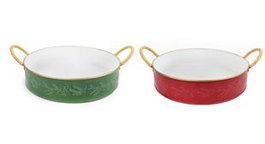DKD Home Decor Bandeja Navidad Tradicional Metal Verde Rojo 29 x 6.5 x 36 cm (4 Unidades)