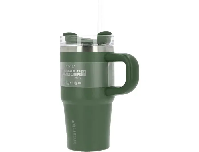 Antartik Taza térmica Antartik Pulse con asa y pajita, 570 ml, verde militar Antartik Taza térmica Antartik Pulse con asa y pajita, 570 ml, verde militar