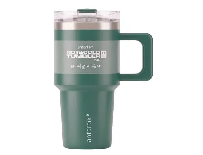 Antartik Taza térmica Antartik Pulse con asa y pajita, 570 ml, verde militar Antartik Taza térmica Antartik Pulse con asa y pajita, 570 ml, verde militar