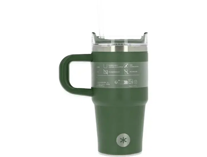 Antartik Taza térmica Antartik Pulse con asa y pajita, 570 ml, verde militar Antartik Taza térmica Antartik Pulse con asa y pajita, 570 ml, verde militar