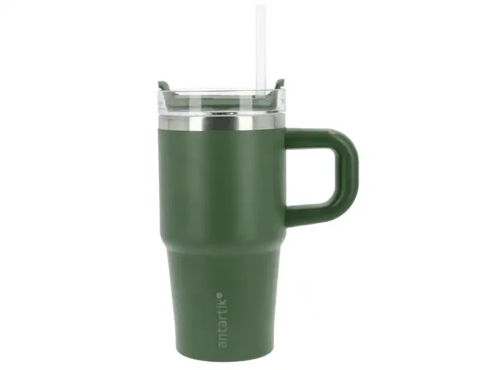 Antartik Taza térmica Antartik Pulse con asa y pajita, 570 ml, verde militar Antartik Taza térmica Antartik Pulse con asa y pajita, 570 ml, verde militar