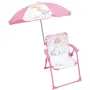 Fun House Silla Plegable de Camping para Niños Unicornio con Sombrilla - H.38.5 x W.38.5 x D.37.5 cm + Sombrilla Ø 65 cm