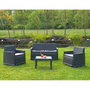Ipae Progarden Conjunto Jardín Iseo 4 Piezas Antracita con Cojines