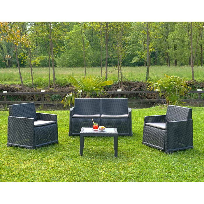 Ipae Progarden Conjunto de jardín Iseo 4 piezas antracita con cojines Ipae Progarden Conjunto de jardín Iseo 4 piezas antracita con cojines