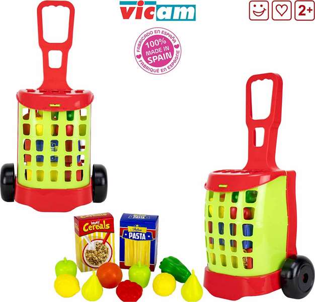Vicam Carro de la compra con cajas de alimentos grandes y frutas para niños a partir de 2 años