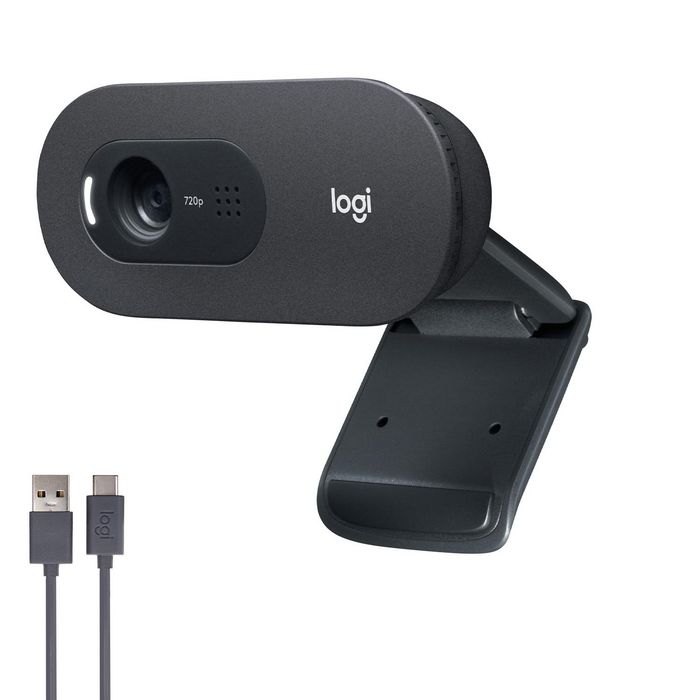 Logitech C505 Webcam HD 720p/30fps con Micrófono Omnidireccional, Campo de Visión 60°, Clip Universal y Cable USB Largo - Videollamadas Nítidas