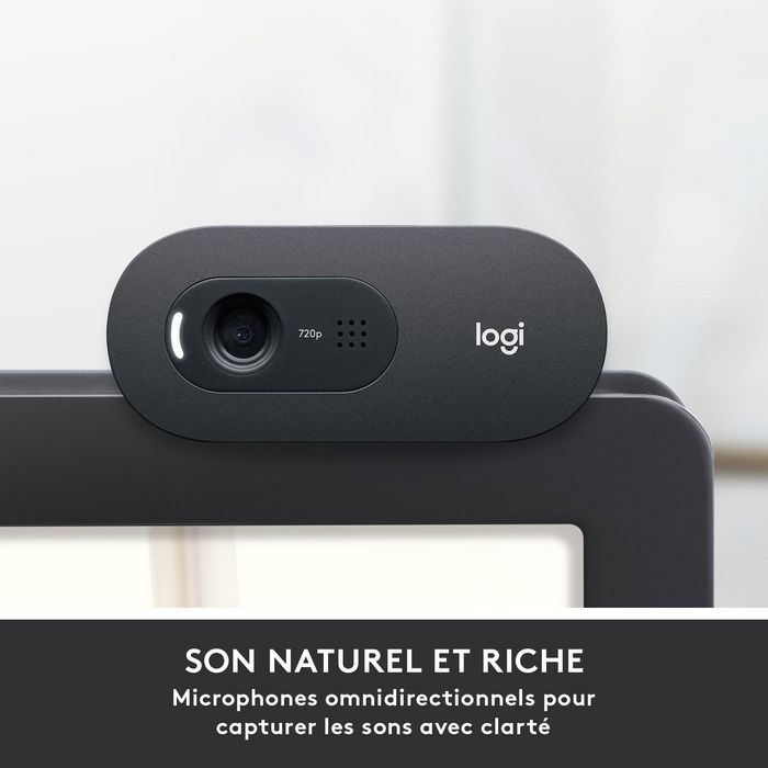 Logitech C505 Webcam HD 720p/30fps con Micrófono Omnidireccional, Campo de Visión 60°, Clip Universal y Cable USB Largo - Videollamadas Nítidas
