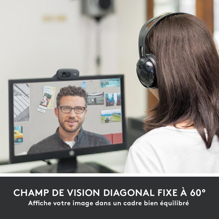 Logitech C505 Webcam HD 720p/30fps con Micrófono Omnidireccional, Campo de Visión 60°, Clip Universal y Cable USB Largo - Videollamadas Nítidas