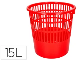 Q-connect Papelera Rejilla Plástico 15 Litros Rojo 285x290 mm