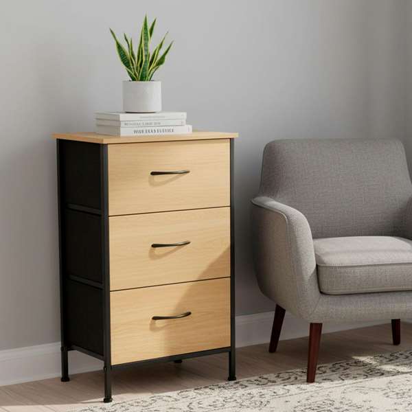 Max Home Cómoda con 3 Cajones 40x30xH75 cm Hierro y MDF Madera