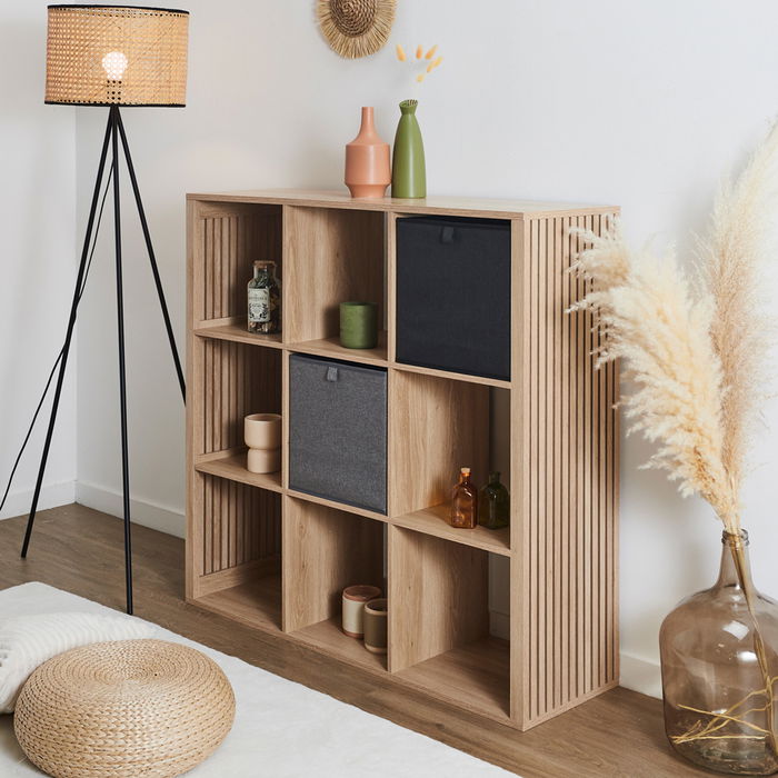 Home Deco Factory Essentiel Cesta de Ordenación Plegable 30x30 cm Poliéster Gris Negro Home Deco Factory Essentiel Cesta de Ordenación Plegable 30x30 cm Poliéster Gris Negro