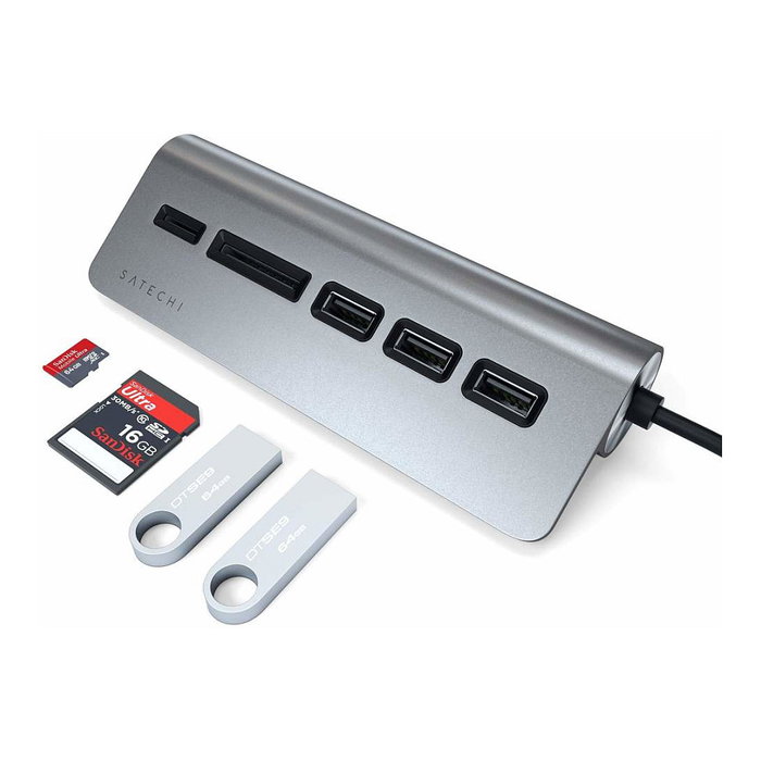 Satechi Type-C Aluminum USB Hub & Card Reader, Space Grau, ST-TCHCRM Satechi Type-C Aluminum USB Hub & Card Reader, Space Grau, ST-TCHCRM