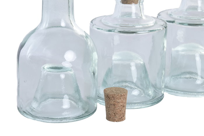DKD Home Decor Set de 3 Aceiteras y Vinagreras de Vidrio Reciclado