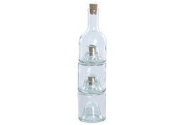 DKD Home Decor Set de 3 Aceiteras y Vinagreras de Vidrio Reciclado