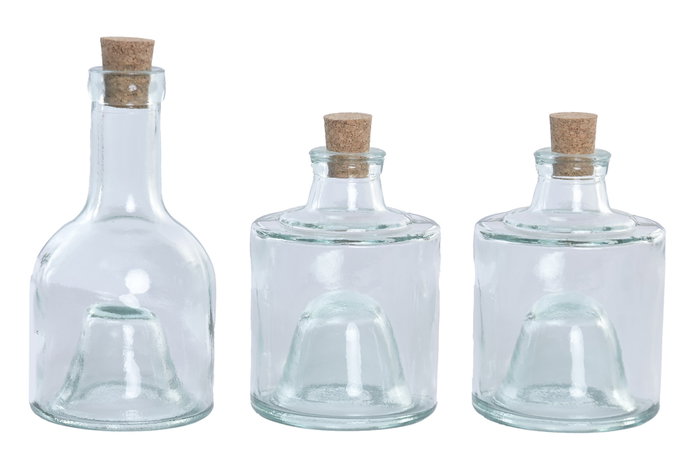 DKD Home Decor Set de 3 Aceiteras y Vinagreras de Vidrio Reciclado