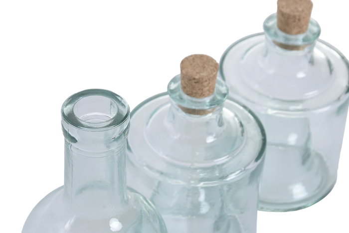 DKD Home Decor Set de 3 Aceiteras y Vinagreras de Vidrio Reciclado