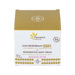 FLEURANCE NATURE Crema de Noche Regenerante con Jalea Real 50ml Bio - Para Pieles Secas, Nutrición e Hidratación Intensiva