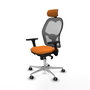 PIQUERAS Y CRESPO Silla de oficina Jorquera con Mecanismo Sincro, Similpiel Naranja y Malla Gris