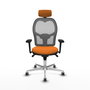 PIQUERAS Y CRESPO Silla de oficina Jorquera con Mecanismo Sincro, Similpiel Naranja y Malla Gris