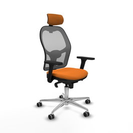 PIQUERAS Y CRESPO Silla de oficina Jorquera con Mecanismo Sincro, Similpiel Naranja y Malla Gris