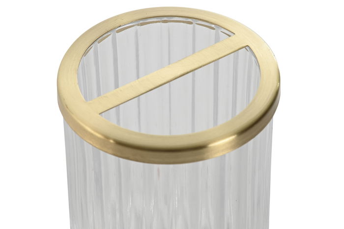 DKD Home Decor Vaso Cristal Transparente Dorado 7.5 x 10 x 7.5 cm (6 Unidades)