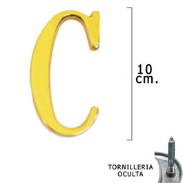 WOLFPACK LINEA PROFESIONAL Letra de latón C de 10 cm con tornillería oculta
