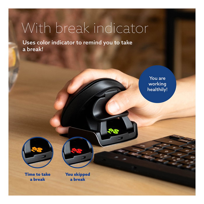 R-Go Twister Ratón Ergonómico Vertical Ambidiestro Inalámbrico Bluetooth y USB Óptico 2400 DPI Negro