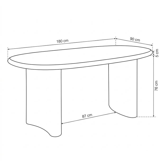 Ixia Mesa de Comedor Teja DM-Microcemento 180 x 90 x 76 cm